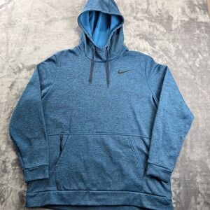 Nike Hoodie Mens XL Blue Therma-FIT Heathered Performance Pullover Sweatshirt